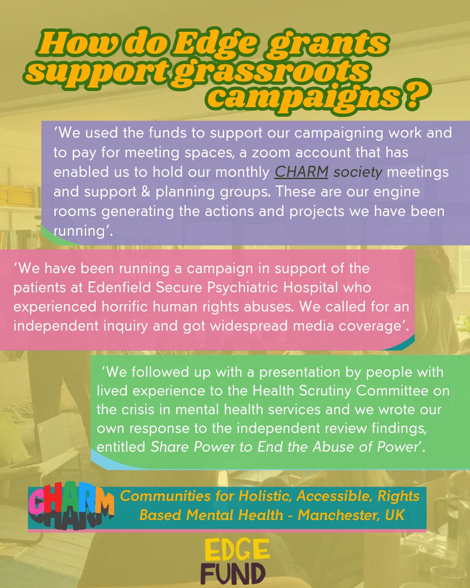 📢Wondering how an Edge Fund grant can support grassroots organisations? 🌱🌱Read it directly from Communities for Holistic, Affordable, Rights Based Mental Health (Manchester).