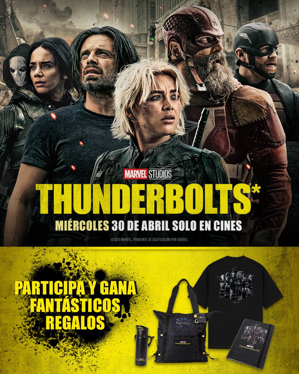 ¡Consigue uno de estos 5 packs de #Thunderbolts*!
Para participar:
🐦 ¡Síguenos! (<a href="/ocine_es/">OCINE</a>)
🔁 RT
🗨 Menciona a la persona más fan de Marvel que conozcas
📃 BBLL ➡  bit.ly/42TnWL5 
📅 Finaliza el 4/5 📅