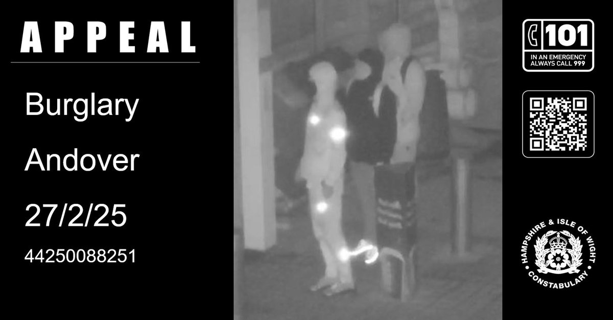 Do you recognise these men?

We’d like to speak to them after thousands of pounds worth of cigarettes were stolen from a shop in Andover.

READ MORE: orlo.uk/2x0nW