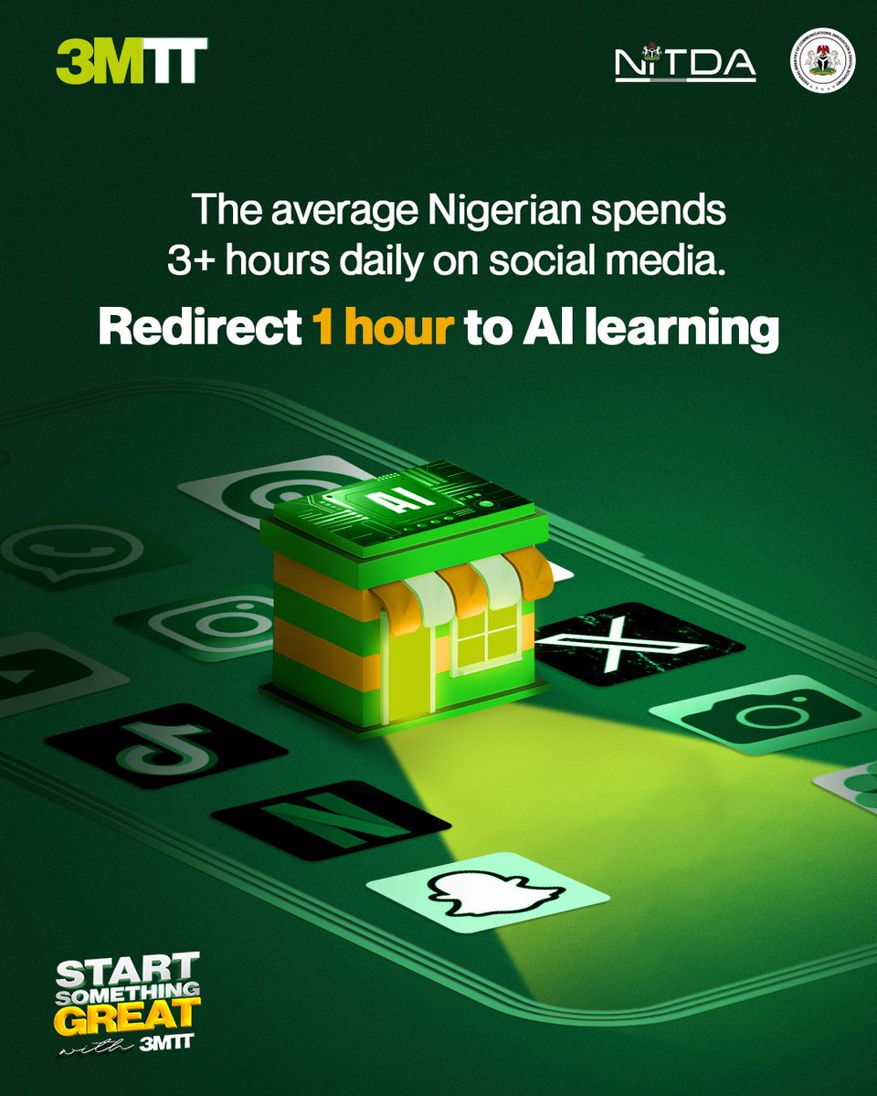 Nigerians spend 3+ hours daily on social media. What if you redirected just 1 hour to mastering AI? 

You scroll, double tap, refresh.
What if you got certified instead? 

Complete 2 AI free courses and get rewards: 
✅ 1 year LinkedIn Premium
✅ 10GB data.

Deadline is tomorrow.