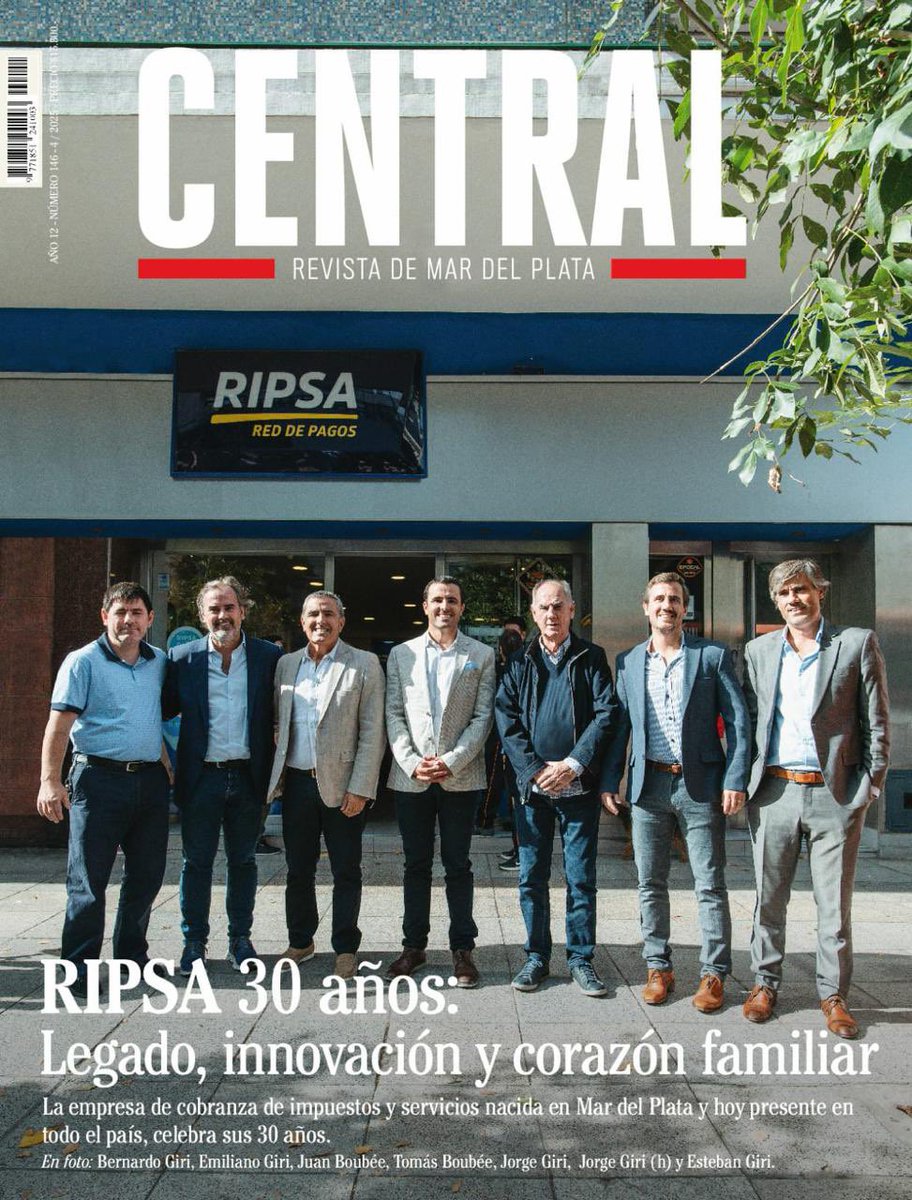 Revista Central (@revistacentral1) on Twitter photo atención: la Tapa <a href="/RevistaCentral1/">Revista Central</a> #146 con los “30 AÑOS de RIPSA” 👏
La edición completa para descargar y compartir: revistacentral.com.ar
Buena jornada para todos !
#VamosMardelPlata👍🇦🇷
<a href="/elretratodehoy/">el retrato de hoy</a> <a href="/pepebasko/">PEPE BASKO</a> <a href="/emilianogiri/">Emiliano Giri</a> <a href="/negrogiri/">Esteban Giri</a> <a href="/jboubee/">Juan Boubee</a> <a href="/BarbaruloA/">Barba</a> <a href="/F_brizio/">Fabrizio Zotta</a> atención: la Tapa <a href="/RevistaCentral1/">Revista Central</a> #146 con los “30 AÑOS de RIPSA” 👏
La edición completa para descargar y compartir: revistacentral.com.ar
Buena jornada para todos !
#VamosMardelPlata👍🇦🇷
<a href="/elretratodehoy/">el retrato de hoy</a> <a href="/pepebasko/">PEPE BASKO</a> <a href="/emilianogiri/">Emiliano Giri</a> <a href="/negrogiri/">Esteban Giri</a> <a href="/jboubee/">Juan Boubee</a> <a href="/BarbaruloA/">Barba</a> <a href="/F_brizio/">Fabrizio Zotta</a>