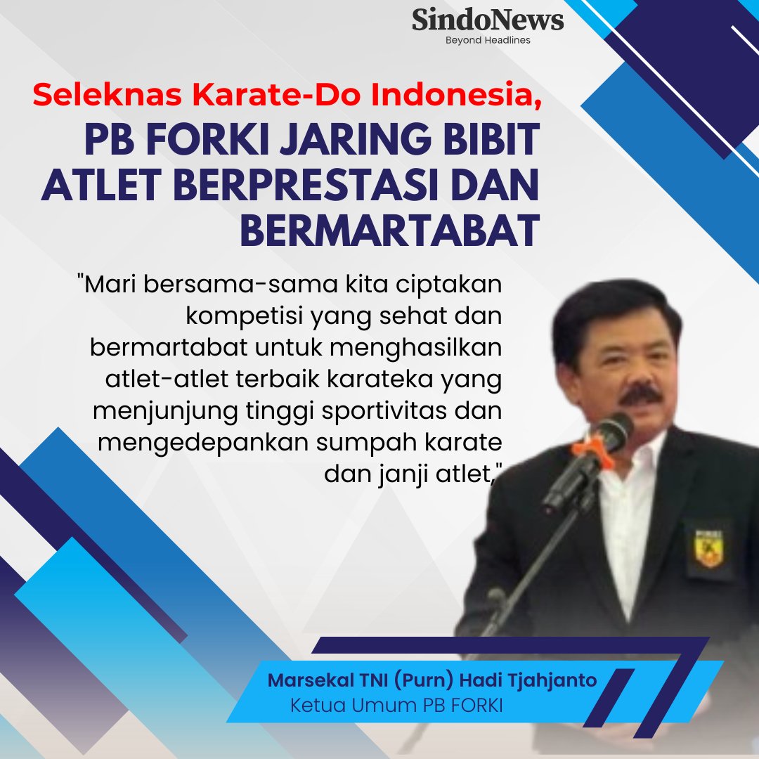 PB FORKI yang diketuai oleh Bapak Hadi Tjahjanto semakin mantap.

#HadiTjahjanto #Karate #Forki #JagaIndonesia