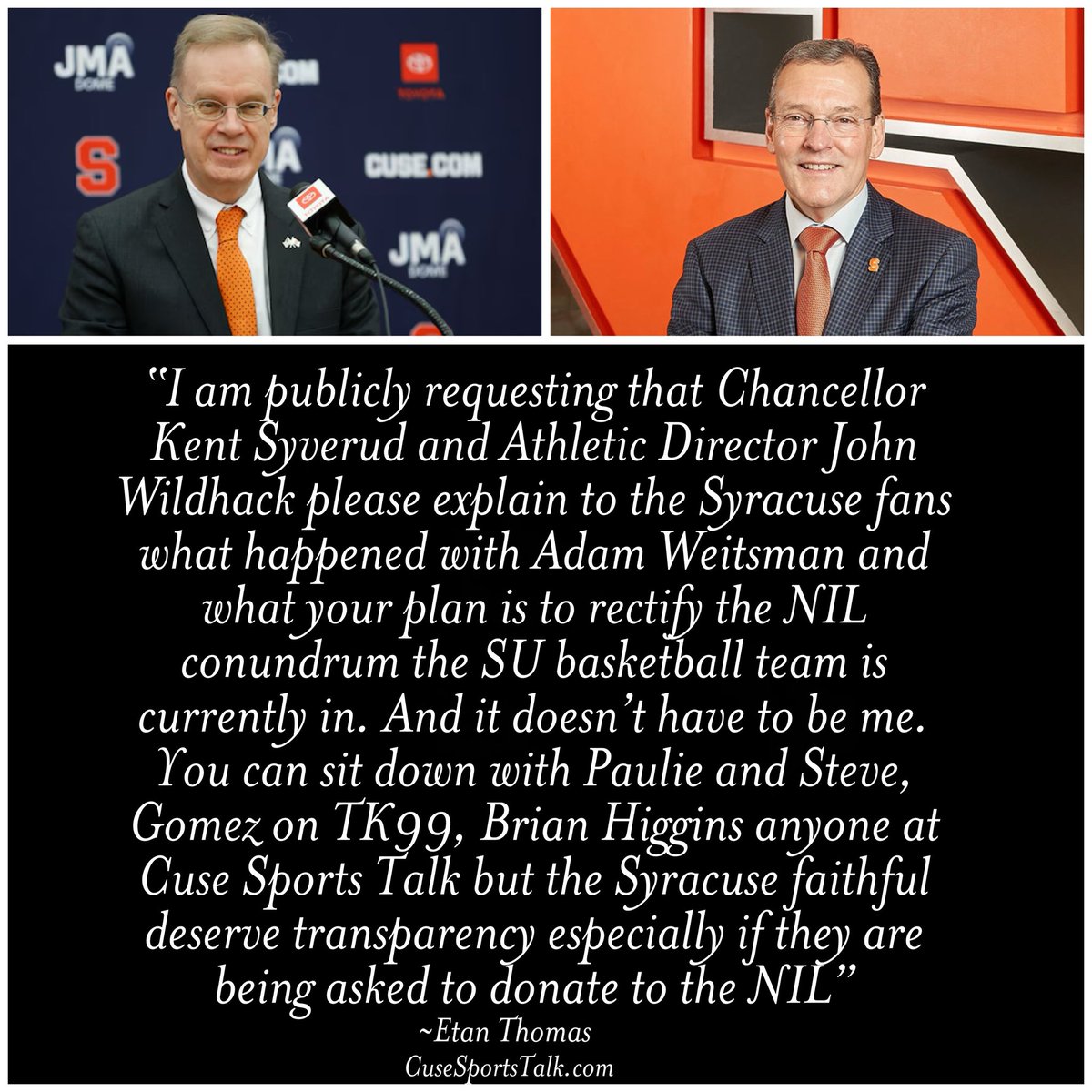etanthomas36's tweet photo. The Dome has been a dismal place the last few years. Record lows in attendance, missed the NCAA tournament 4 straight years, barely made the ACC tourney and our NIL is only going to get worse. The Syracuse Faithful deserve an explanation &amp; to know what the plan is moving forward. https://t.co/HNaDpvZHYX