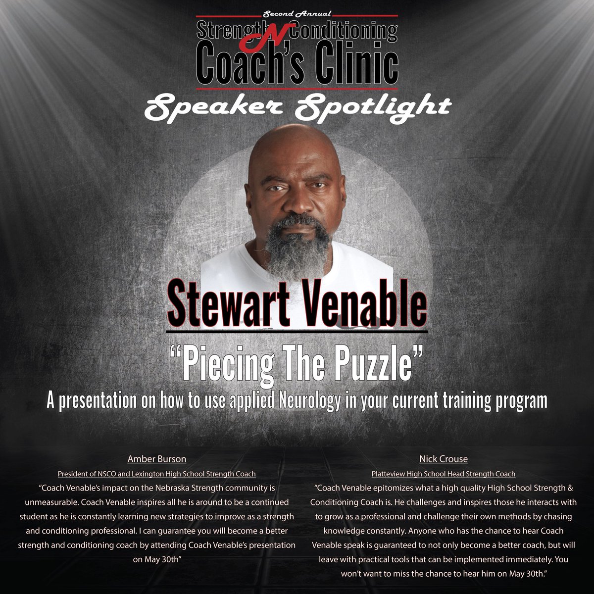 Nebraska S&C (@nebraska_sc) on Twitter photo Speaker Spotlight 🔦
First up, Coach Stewart Venable! 
Register for the clinic today! —> 🔗Nebraskasc.com Speaker Spotlight 🔦
First up, Coach Stewart Venable! 
Register for the clinic today! —> 🔗Nebraskasc.com