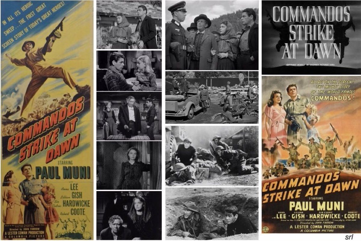 SaveRedlandLibr's tweet photo. 1:30pm TODAY on @TalkingPicsTV 

The 1942 #War film🎥 “Commandos Strike At Dawn” directed by #JohnFarrow from a screenplay by #IrwinShaw 

Based on #CSForester’s 1942 short story📖 “The Commandos” 

🌟#PaulMuni #AnnaLee #LillianGish #SirCedricHardwicke #RobertCoote #RayCollins https://t.co/dBOeOIylPy