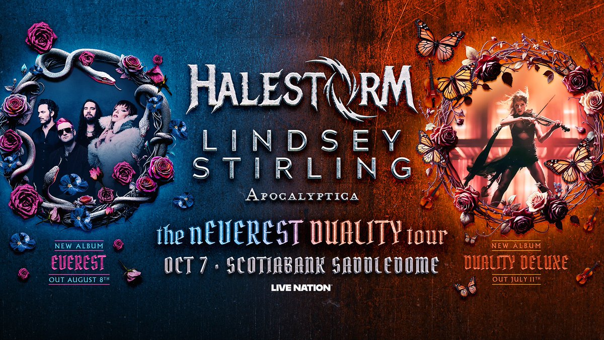 Scotiabank Saddledome (@cgysaddledome) on Twitter photo JUST ANNOUNCED | <a href="/HalestormRocks/">HalestormRocks</a> and <a href="/LindseyStirling/">Lindsey Stirling</a> are bringing The nEVEREST Tour to the Dome Tuesday, October 7th! With <a href="/apocalypticafi/">Apocalyptica</a>!
Tickets go on sale Friday, May 2nd at 10AM! 🎟️ JUST ANNOUNCED | <a href="/HalestormRocks/">HalestormRocks</a> and <a href="/LindseyStirling/">Lindsey Stirling</a> are bringing The nEVEREST Tour to the Dome Tuesday, October 7th! With <a href="/apocalypticafi/">Apocalyptica</a>!
Tickets go on sale Friday, May 2nd at 10AM! 🎟️