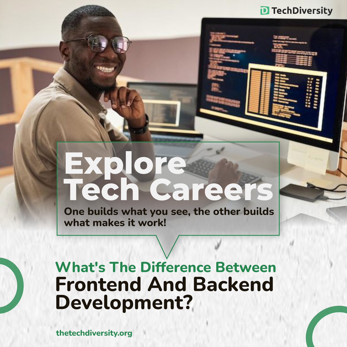 thetechdiversit's tweet photo. Explore Tech Careers:
What’s the difference between Frontend and Backend development? One builds what you see, the other builds what makes it work!
.
.
.
#learntech #techdiversityfoundation #techforall #empowerthroughtech #learntechwithtdf #techskillsforall #bridgingthedigitalgap https://t.co/NO4ym9IBHO
