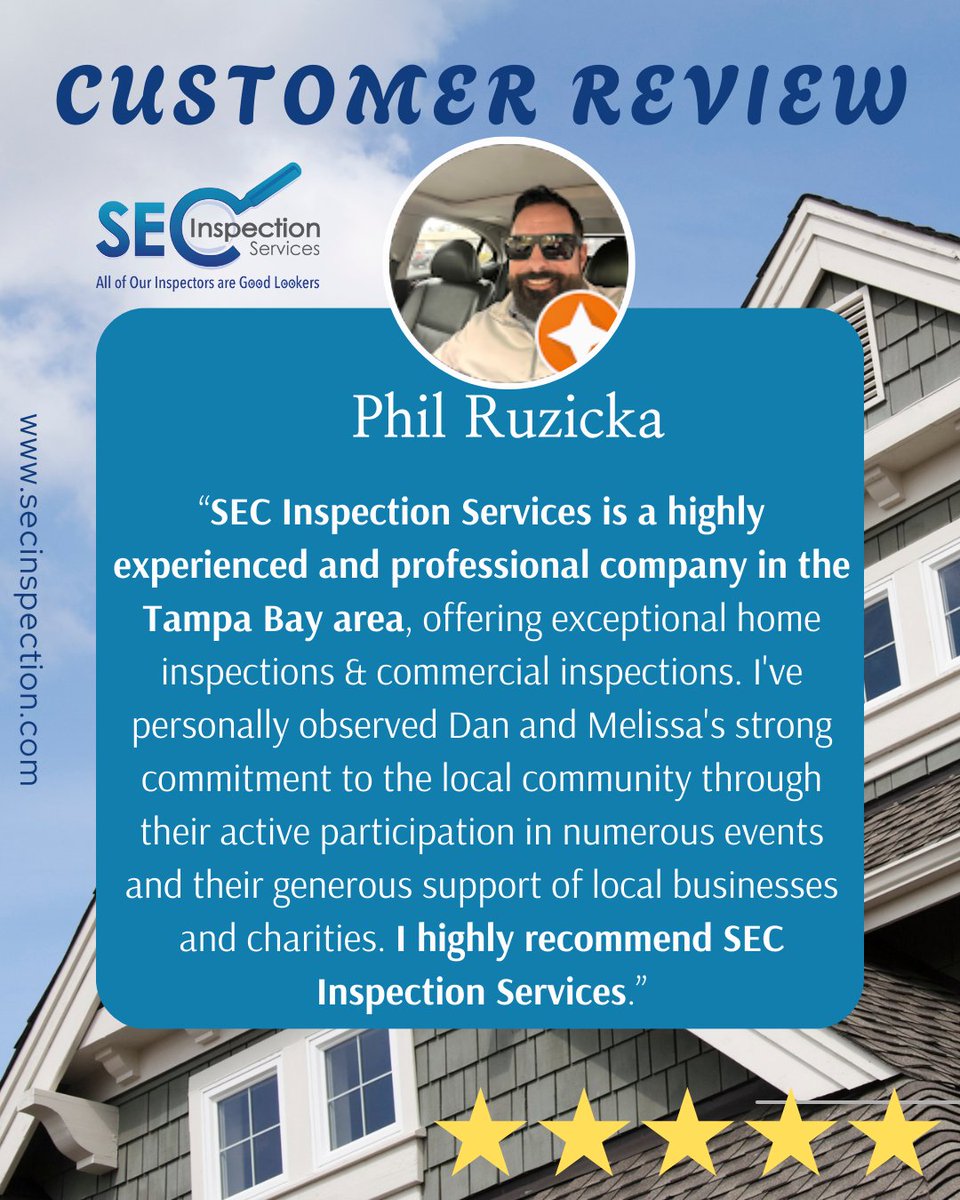 G00dL00ker's tweet image. Another satisfied client shares their experience with SEC Inspection Services.
Read more reviews: secinspection.com/our-reviews/

📞 Schedule your inspection today: (727) 359-0935
🌐 Visit us online: secinspection.com

#HomeInspectionTampaFL #HomeInspectionExperts #HappyHomeowners