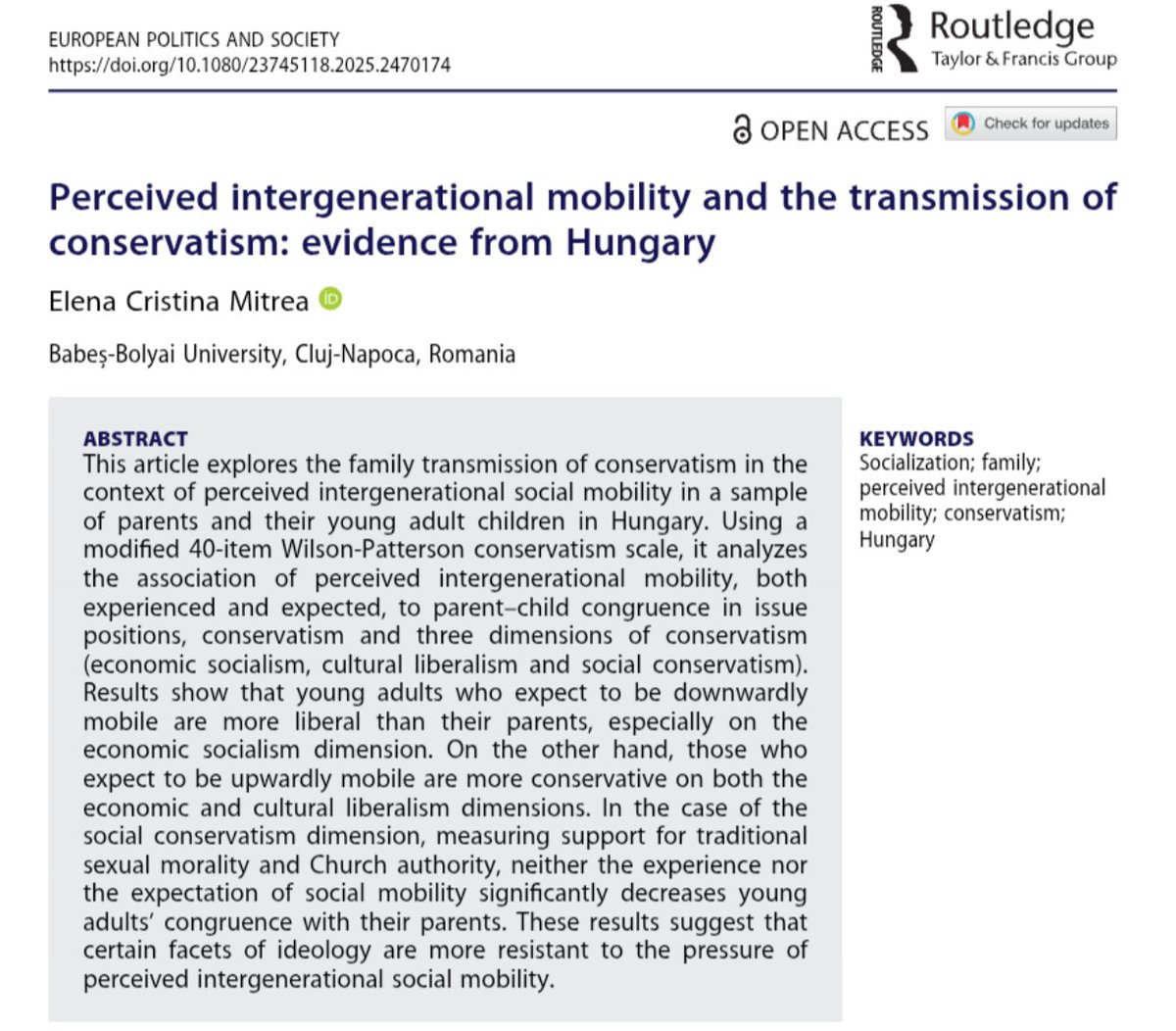 Does doing worse than your parents make you more liberal? 

Check out my new open access article on the family transmission of conservatism published in <a href="/epsj_/">European Politics and Society</a>
