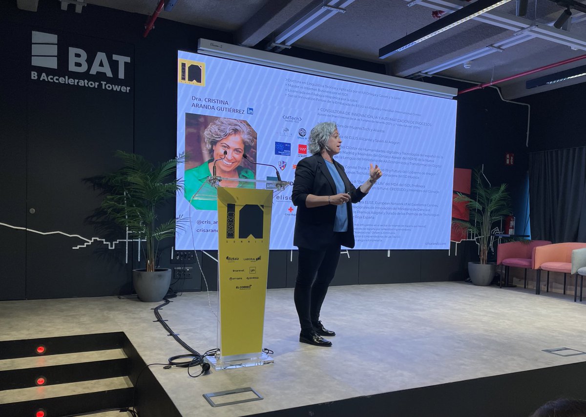 🚀Empezamos BizkaIA Summit en BAT con la ponencia inaugural de Cristina Aranda, cofundadora de la consultora <a href="/big_onion_tech/">Big Onion</a> y de la asociación <a href="/MujeresTech/">MujeresTech&Aliados</a> 🔝