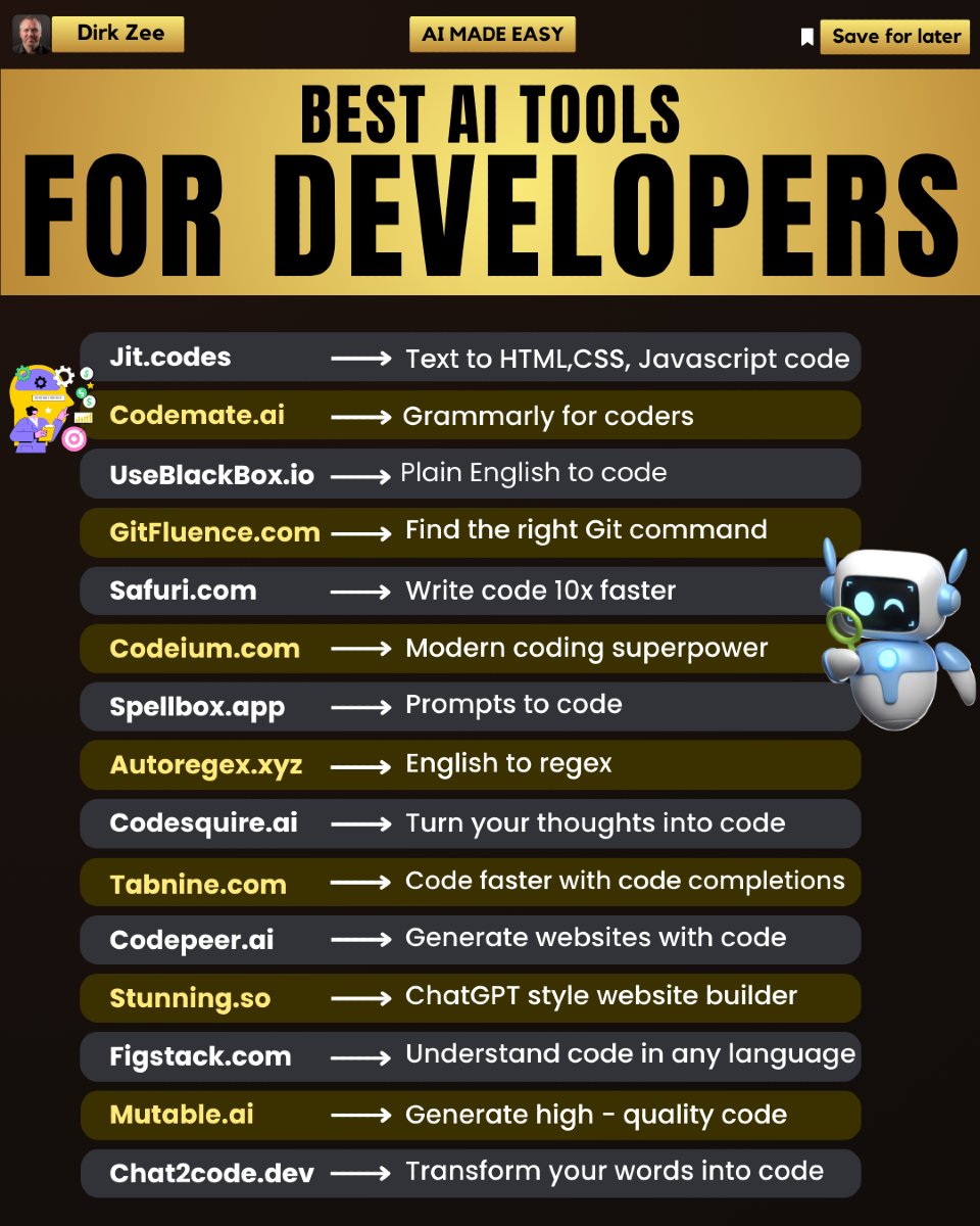 dirkzee1's tweet photo. If you are a developer you need to see this!
Follow me for more @dirkzee1
#aitools #chatgpt #artificial_intelligence #machinelearningalgorithms https://t.co/EbkwGHoRNJ