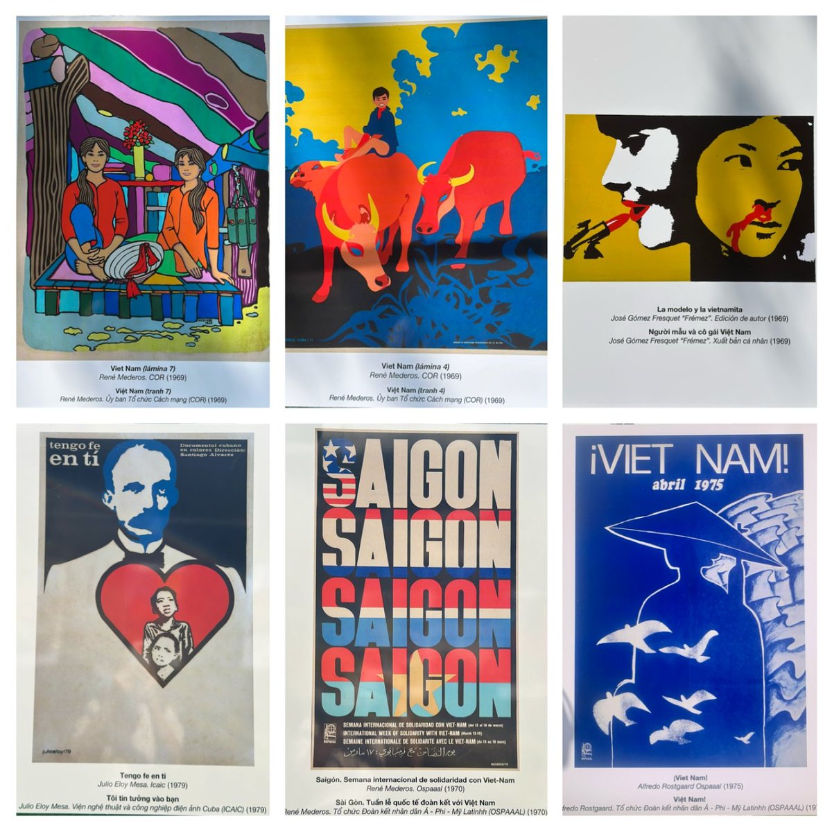 RPolancoF's tweet photo. Con presencia de @SalvadorValdesM y su homóloga Vo Thi Anh Xuan, inauguramos Exposición Por Vietnam: carteles cubanos en solidaridad con la lucha del pueblo vietnamita.
En los años 60 y 70, destacados diseñadores contribuyeron a denunciar la agresión imperialista contra #Vietnam. https://t.co/0301Y9a98B