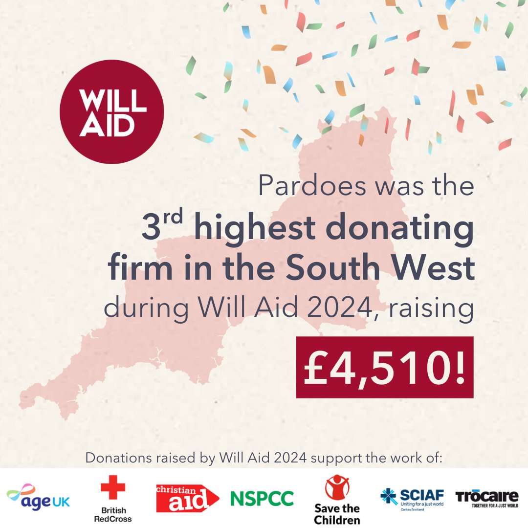 Pardoes__'s tweet photo. We’re proud to have supported #WillAid2024 and even prouder to have been named the third-highest donating firm in the South West!
A huge thank you to everyone who took part, and to the Will Aid team for giving us the opportunity to make a real impact.

#WillAid2024 https://t.co/2FcHX6T1q1