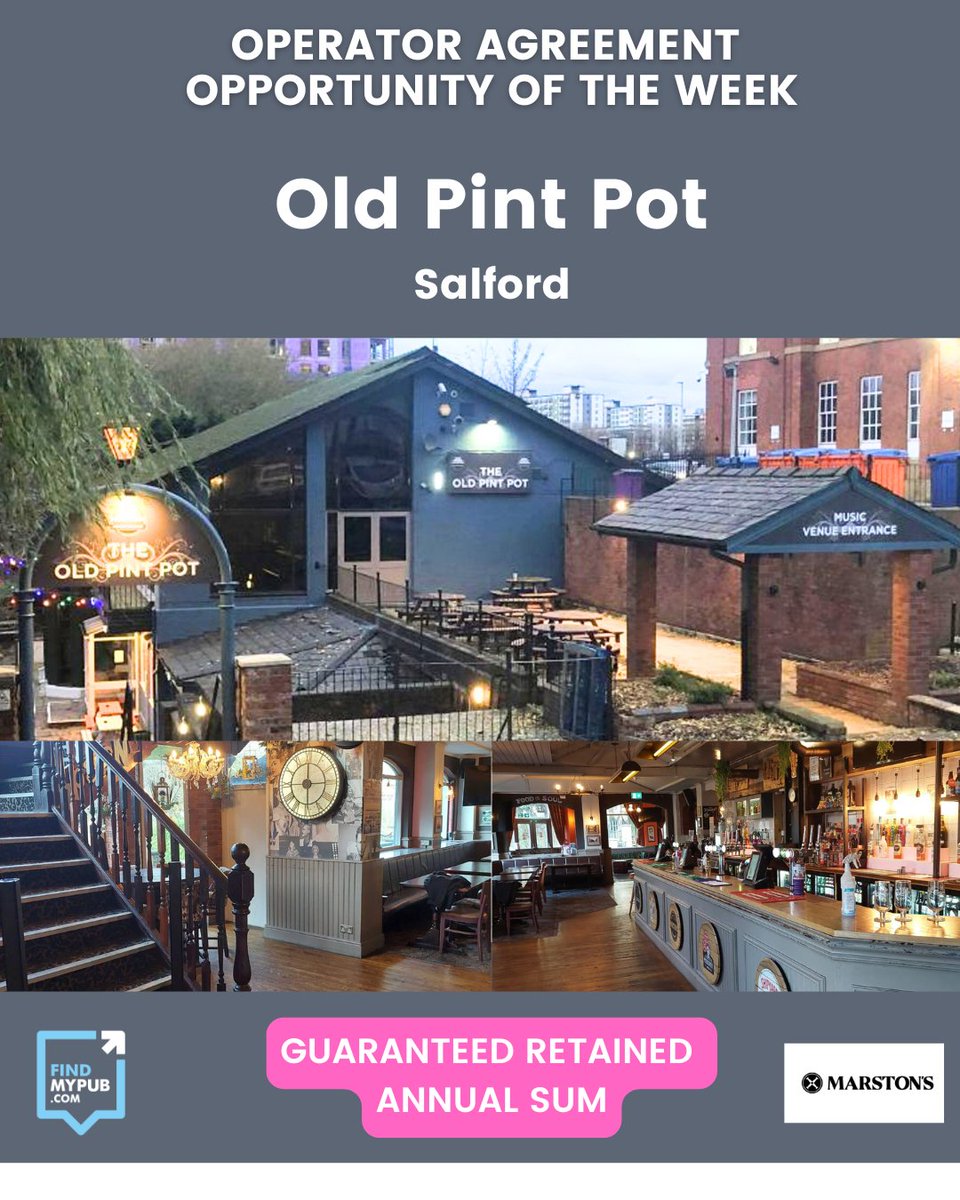 📍The Old Pint Pot in Salford is situated on the edge of the River Irwell. There is an outside terrace to take advantage of the stunning riverside setting! 

👉More Info - ow.ly/KMPf50VIQi5

#studentpub #livemusicvenue #runthispub #salfordpubopportunity
