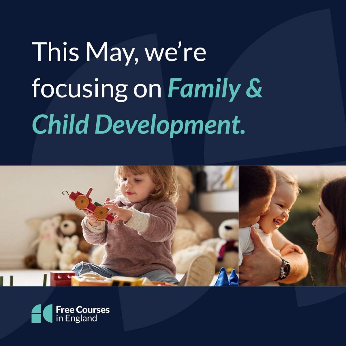 Stronger communities start with stronger families. This May, we’re focusing on how child development shapes the future.

Explore our FREE childcare courses in the link below 👇
freecoursesinengland.co.uk/free-online-ch…

 #UpskillForImpact #FreeCourses #ChildMentalHealth