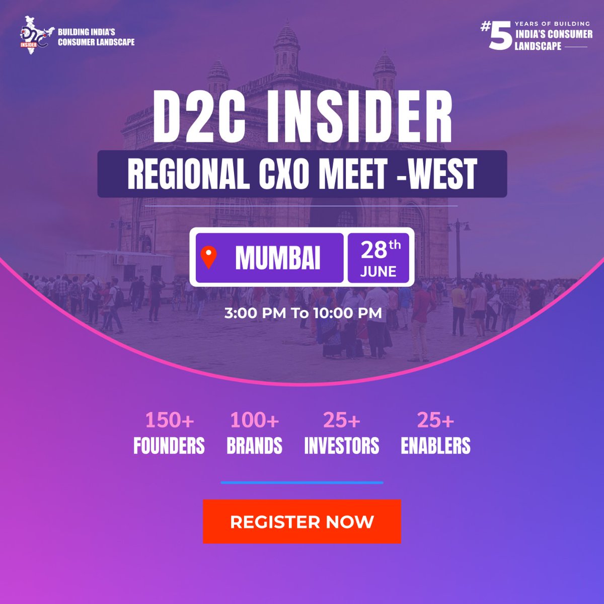 Get ready for the D2C Insider Regional CXO Meet - West in Mumbai! 
28th June | 3 pm - 10 pm

🔗 Ready to dive in? Register here : d2ci.co/Regional-CXO-M…

🎁 Register your interest for your product in our goodie bag here - d2ci.co/Events-Goodie-…