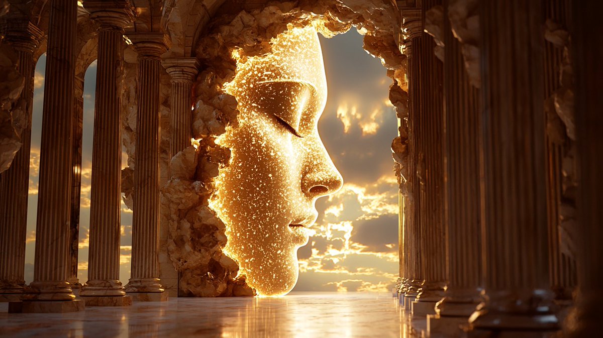 Synth_Cyborg's tweet image. She sleeps in light, carved by the gods, dreaming of creation.

#MythicVisions #DivineArchitecture #CelestialArt #EtherealDreams