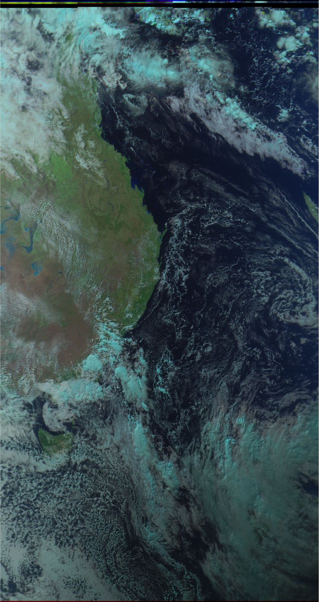 BenSKlerk1's tweet photo. #MeteorMN2_4 afternoon composite 29 April AEST #Meteorgis, #QFH, #Nooelec Noaa, #RTLSDR #weather #LRPT #Satellite #Australia #NewZealand https://t.co/LR5vLha1yl