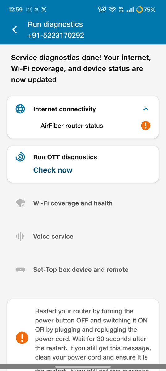 pawan_wind's tweet photo. @JioCare @JIOAIRFIBERIN @reliancejio Facing internet issue with JioAirFiber from 1 month and no resolution provided even after multiple calls. The problem is with router and no engineer visited till now. If can not resolve the issue please take device back. Refer attached. https://t.co/v7EfEsa3KH