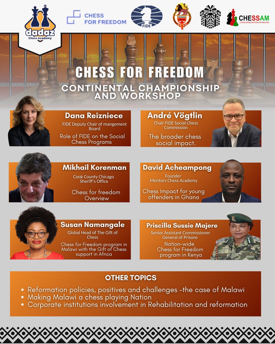 Chess for Freedom' is coming together! Check out our impressive lineup of speakers! Don't miss out on this exciting event on May 12th-13th! #ChessForFreedom