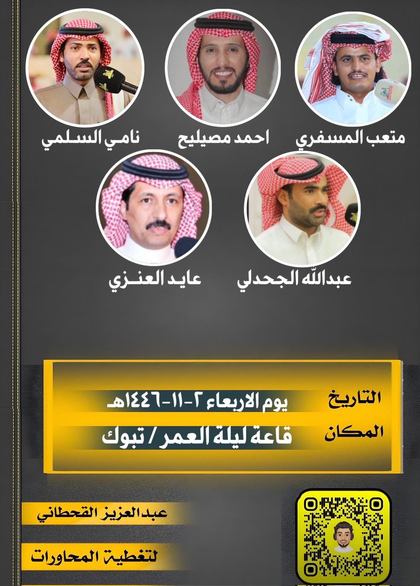 alknfri8's tweet photo. حفلة يوم الاربعاء/ تبوك
متعب المسفري@mt_ab8 
احمد مصيليح@ahmed_meselih 
نامي السلمي @ab_rfea 
عبدالله الجحدلي 
عايد العنزي https://t.co/uKtHaFT0Se