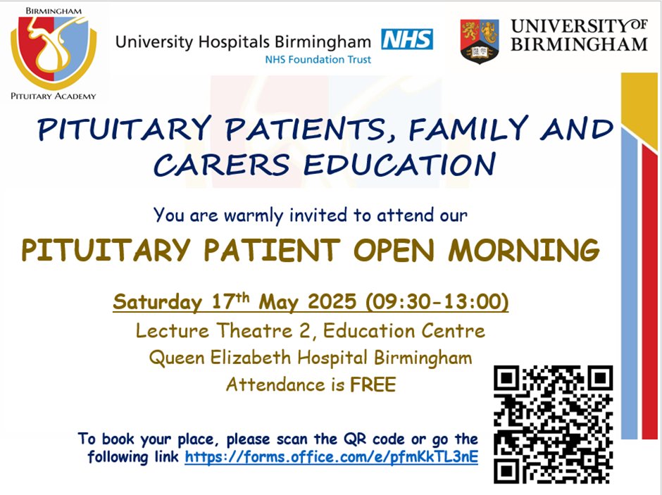 Niki Karavitaki (@karavitaki_niki) on Twitter photo Our next Pituitary Patient Open Morning is coming – Saturday 17th May. Covering various topics: headaches, male fertility, copying after pituitary surgery. Registrations are open. <a href="/BHPComms/">Birmingham Health Partners</a> <a href="/uhbtrust/">University Hospitals Birmingham</a> <a href="/UoB_MSS/">Metabolism and Systems Science (MSS)</a> <a href="/Pituitary_org/">The Pituitary Foundation</a> Our next Pituitary Patient Open Morning is coming – Saturday 17th May. Covering various topics: headaches, male fertility, copying after pituitary surgery. Registrations are open. <a href="/BHPComms/">Birmingham Health Partners</a> <a href="/uhbtrust/">University Hospitals Birmingham</a> <a href="/UoB_MSS/">Metabolism and Systems Science (MSS)</a> <a href="/Pituitary_org/">The Pituitary Foundation</a>
