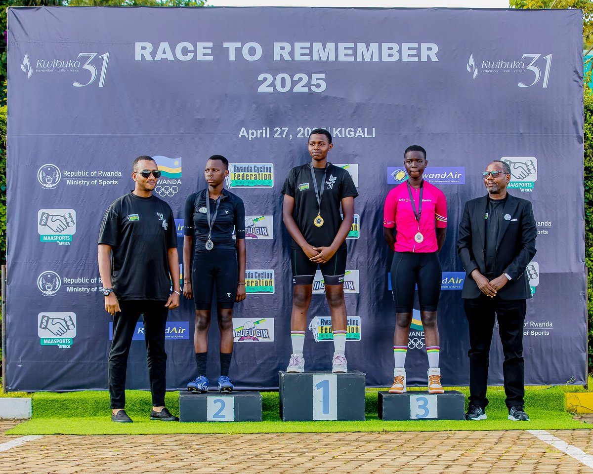 Race To Remember 2025 (Women Junior Podium): 71.8 Km 

1-MASENGESHO Yvonne (Ndabaga Cycling Team) 

2-Liliane Uwiringiriyimana (Friend of Nature Cycling Team) 

3-Cynthia Ishimwe (Ndabaga Cycling Team) 

#Kwibuka31 #RaceToRemember2025