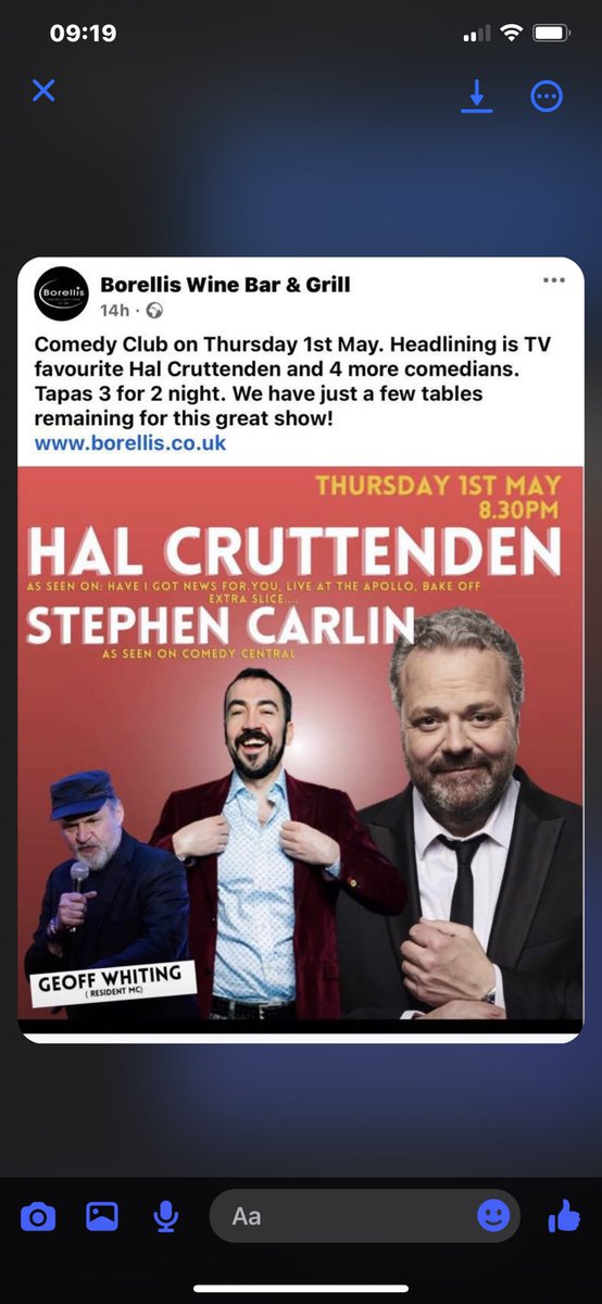 Hal Cruttenden is coming to play our club in Farnham this Thursday, six tickets left! Don’t miss it! 🎙️