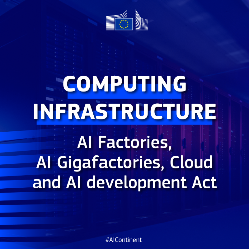 DigitalEU's tweet photo. The AI continent action plan will turn EU strengths into AI accelerators.

→ Its first pillar: building a large-scale AI computing infrastructure.

🔹13 AI factories across Europe

🔹5 AI gigafactories

🔹InvestAI fund of €20 billion

🔹The cloud and AI development act