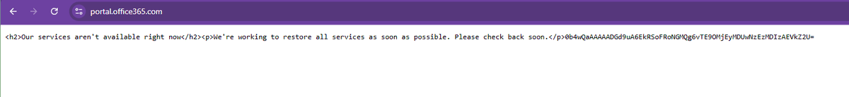 anthonyrjwalker's tweet photo. @MSFT365Status 365 Portal is still down over here, cant see any reports in your status pages either? https://t.co/NBNTm2ciBG