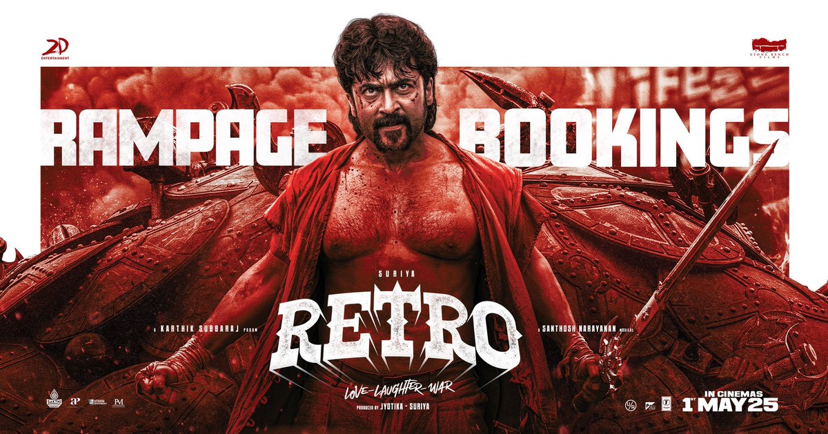 C K Ajaykumar,PRO (@ajay_64403) on Twitter photo A Booking Rampage by The One 🔥
Get your tickets now for the #Retro experience. Just 2 days to go 🎇
🎟️ linktr.ee/RetroTheMovie
#RetroFromMay1 #LoveLaughterWar
@Suriya_Offl #Jyotika <a href="/karthiksubbaraj/">karthik subbaraj</a> <a href="/hegdepooja/">Pooja Hegde</a> <a href="/Music_Santhosh/">Santhosh Narayanan</a> <a href="/prakashraaj/">Prakash Raj</a> <a href="/C_I_N_E_M_A_A/">joju george</a> <a href="/rajsekarpandian/">Rajsekar Pandian</a> A Booking Rampage by The One 🔥
Get your tickets now for the #Retro experience. Just 2 days to go 🎇
🎟️ linktr.ee/RetroTheMovie
#RetroFromMay1 #LoveLaughterWar
@Suriya_Offl #Jyotika <a href="/karthiksubbaraj/">karthik subbaraj</a> <a href="/hegdepooja/">Pooja Hegde</a> <a href="/Music_Santhosh/">Santhosh Narayanan</a> <a href="/prakashraaj/">Prakash Raj</a> <a href="/C_I_N_E_M_A_A/">joju george</a> <a href="/rajsekarpandian/">Rajsekar Pandian</a>