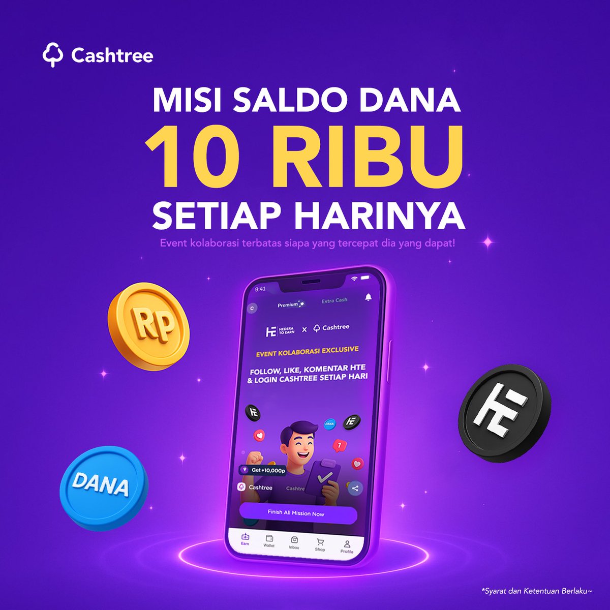 cashtreeglobal's tweet photo. 🔥Want to win Rp10,000 DANA balance every day?🔥

Join the exclusive collaboration event between Hedera to Earn x Cashtree now!

✅ Follow, Like, and Comment on HTE’s social media
✅ Login to Cashtree & click Check-In every day

🎯 Limited event — first come, first served!

Install Cashtree again, log in, complete the missions, and grab your rewards!

*Indonesia Users Only

👇 Install Cashtree Here!👇

https://t.co/kMkSvxgOtq

#Cashtree #EarnWithCashtree #HederaToEarn #CashtreexHTE