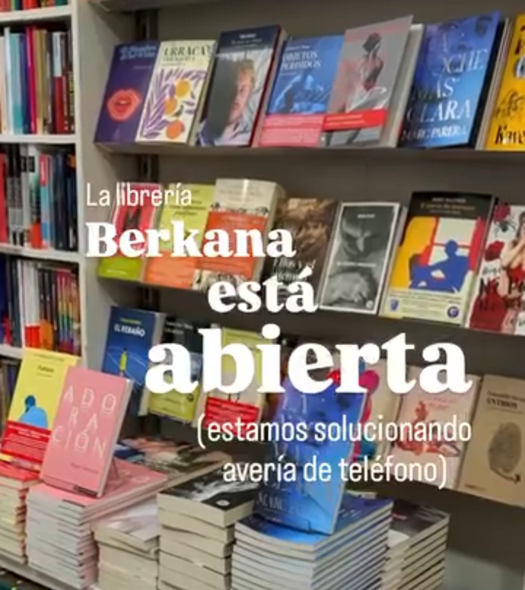 La librería está abierta y todas estaremos encantadas de recomendaros libros para dar mucha luz de cara a estos días de fiesta.

Hay una avería en el teléfono, pero esperamos tenerlo operativo a lo largo de la mañana. 

#Berkana
