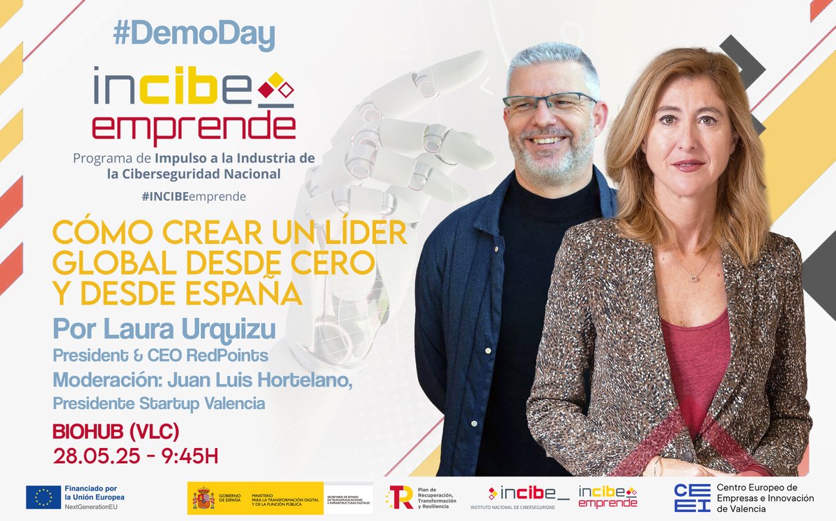 ceeivalencia's tweet photo. ¿Cómo se construye una startup líder global desde cero y desde España? 💡
En el Demo Day de @IncibeEmprende conversaremos sobre ello con @Lurquizu de @redpoints y @jlhortelano de @Startup_VLC.
📌 28 de mayo, en #biohubvlc
Te esperamos 👉 https://t.co/LtDEnZ14KJ https://t.co/4OQgb2nlrV