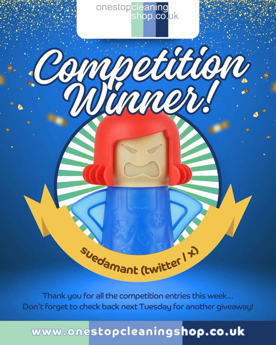 OSCSuk's tweet photo. 📢Thank you for all the "Angry Mama" competition entries…

The winner this week is: @suedamant (on Twitter/X)  👏🌟👍

Check back next Tuesday for another giveaway!

#giveaway #competition #comp #free #hype #superfan #win #cleaning #prize #angrymama #easter #bankholiday https://t.co/yLwzeJqK0y