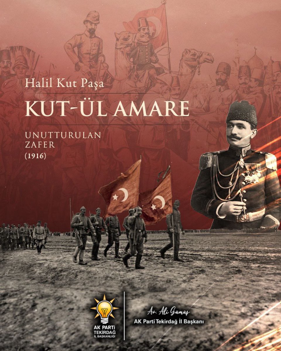 1916’da Çanakkale’nin ardından tarihe altın harflerle yazılan bir destan: Kut’ül Amare Zaferi!
Vatan toprağını namus bilen, imanı ve cesaretiyle düşmana geçit vermeyen Halil Kut Paşa’yı ve kahraman ecdadımızı rahmetle yâd ediyorum.