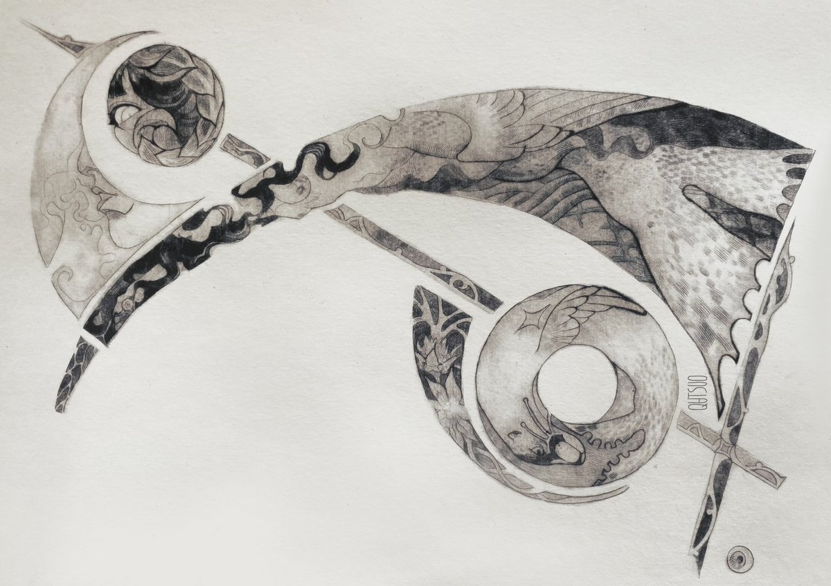qatsuoo's tweet image. Aries &amp;amp; Pisces | Drypoint, 30 x 21 cm
#украрт #ZodiacSigns