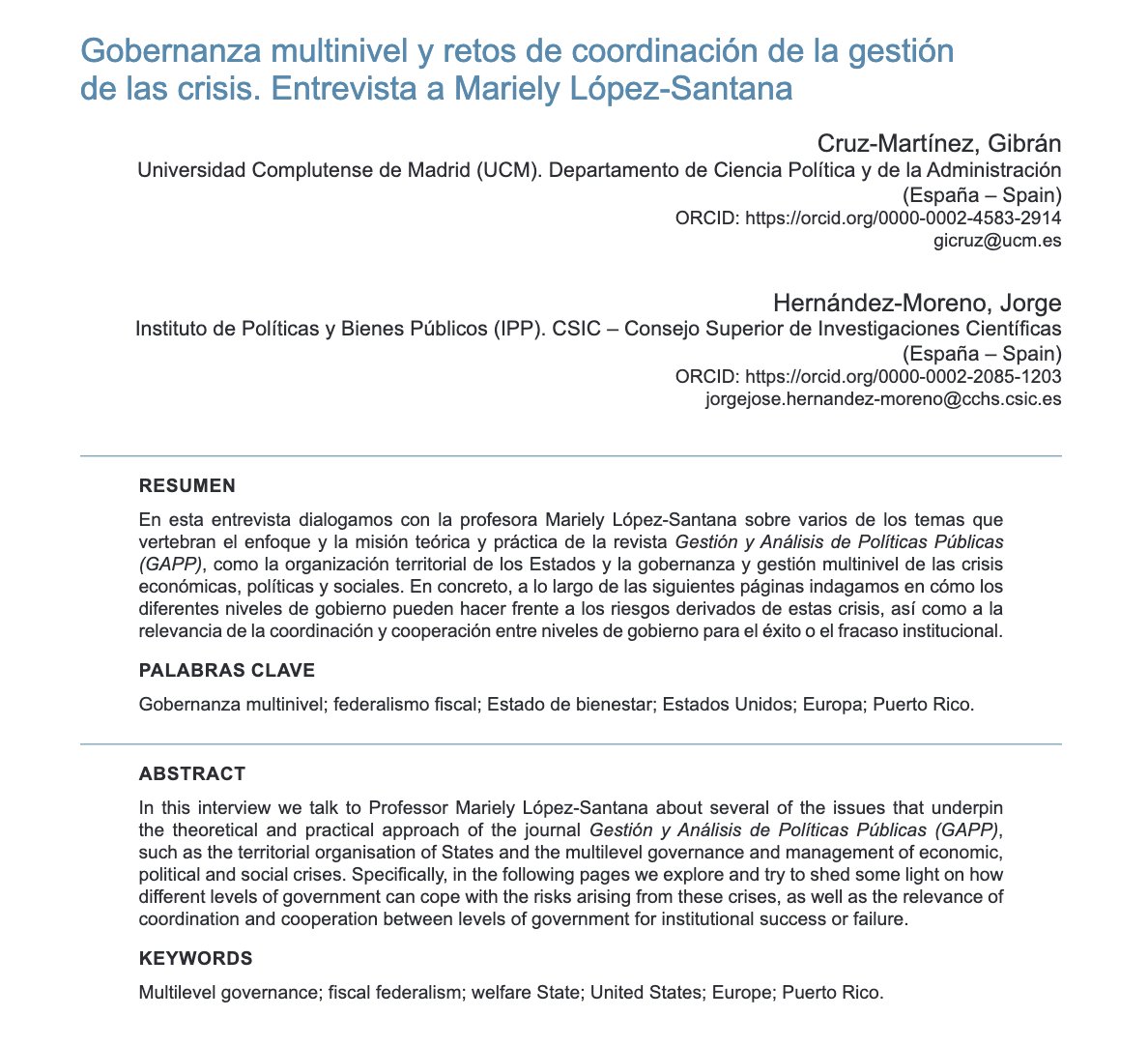 Revista Gestión y Análisis de Políticas Públicas tweet media