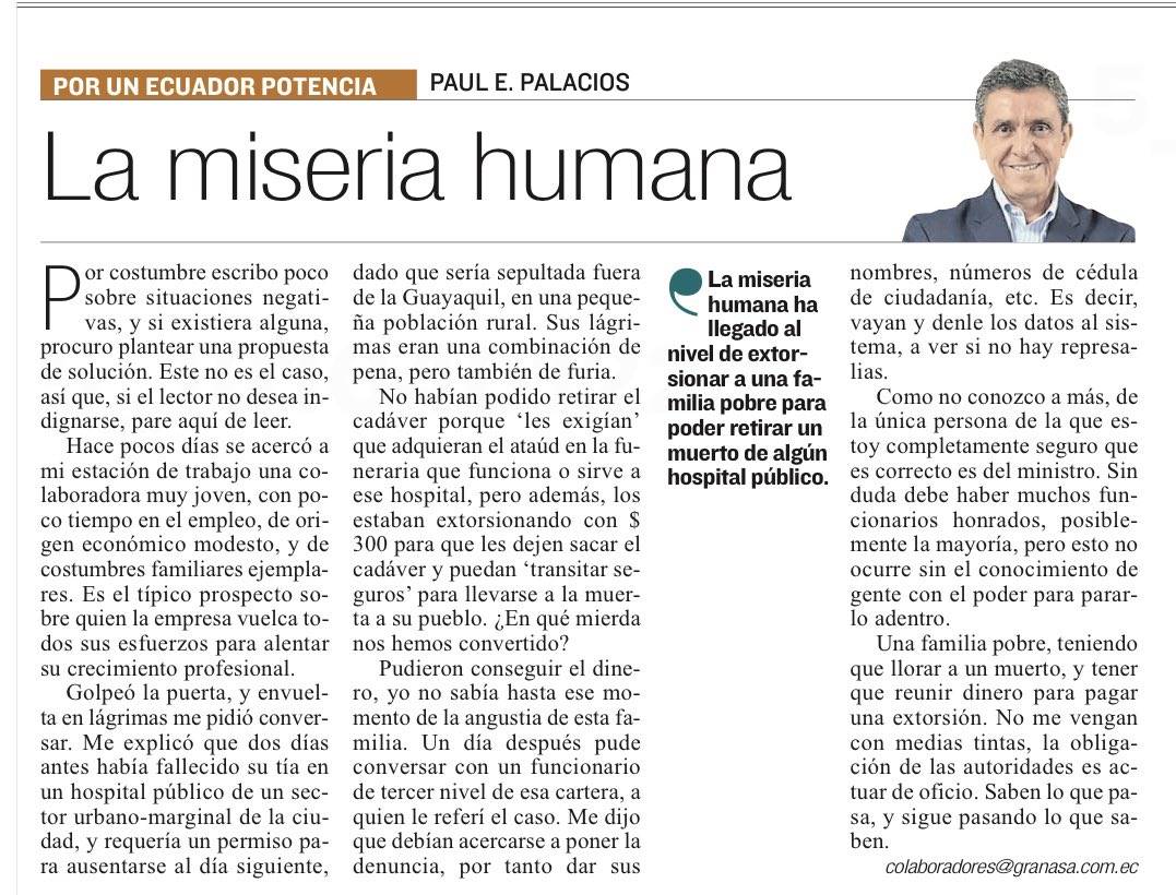 Paul E. Palacios (@paulepalacios) on Twitter photo La miseria humana, mi relato de una realidad inadmisible donde es el Estado quien tiene que responder sin medias tintas, <a href="/Expresoec/">Diario Expreso</a> de hoy. La miseria humana, mi relato de una realidad inadmisible donde es el Estado quien tiene que responder sin medias tintas, <a href="/Expresoec/">Diario Expreso</a> de hoy.