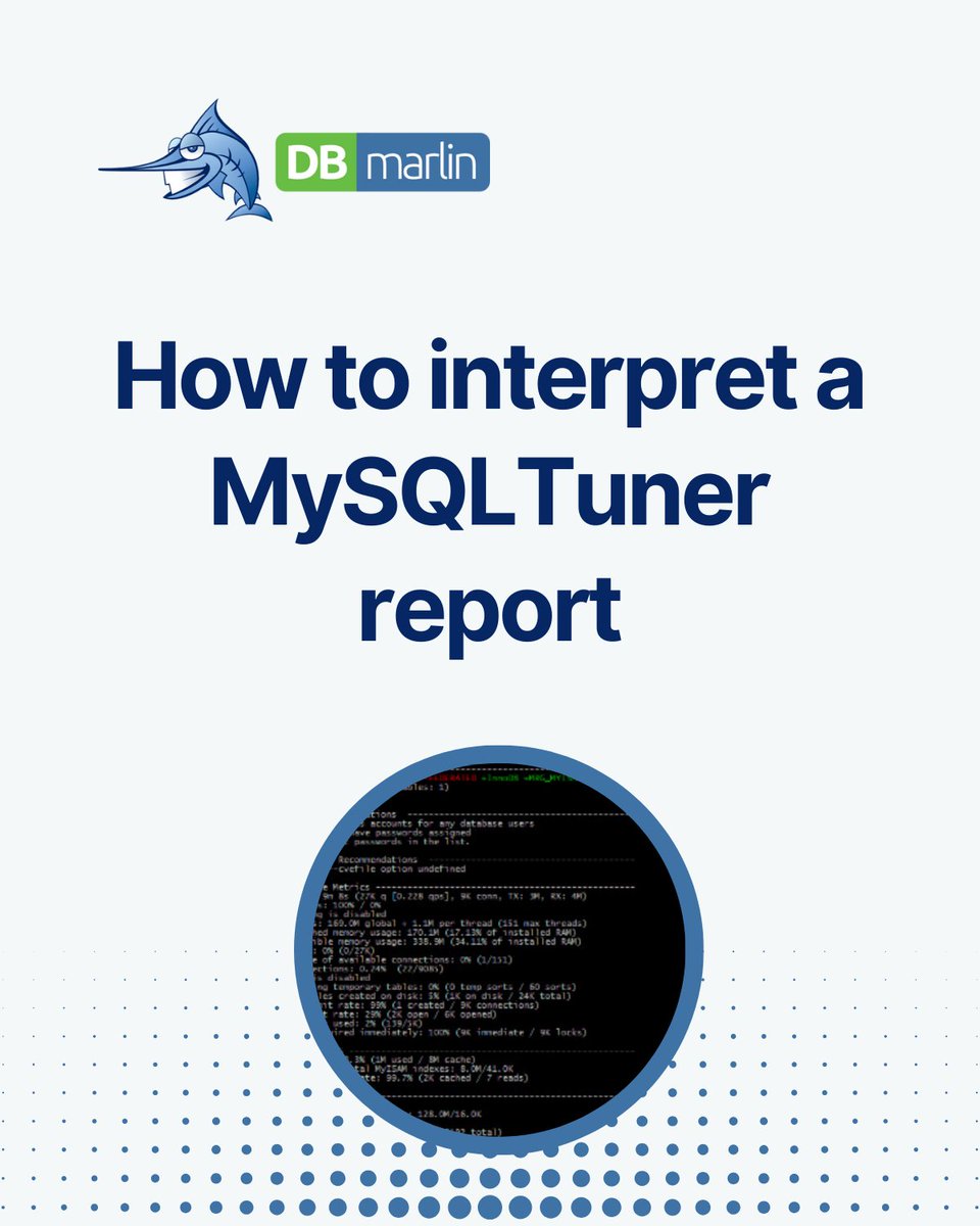 Blog: How to interpret a MySQLTuner report 🔍

Use this article to initially tune your database, and then use a database observability tool such as #DBmarlin to show you performance over time.

Read more: dbmarlin.com/blog/2024-02-1…