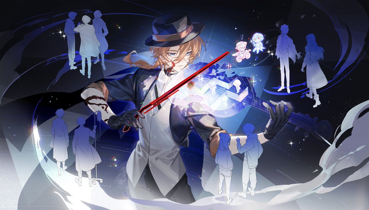 広漠たる星海に、孤高の調べを紡ぐ
​Weave a solitary sonata amidst the celestial void.

Happy Birthday! Chuuya.
#文豪ストレイドッグス #中原中也 #BungouStrayDogs #BSD