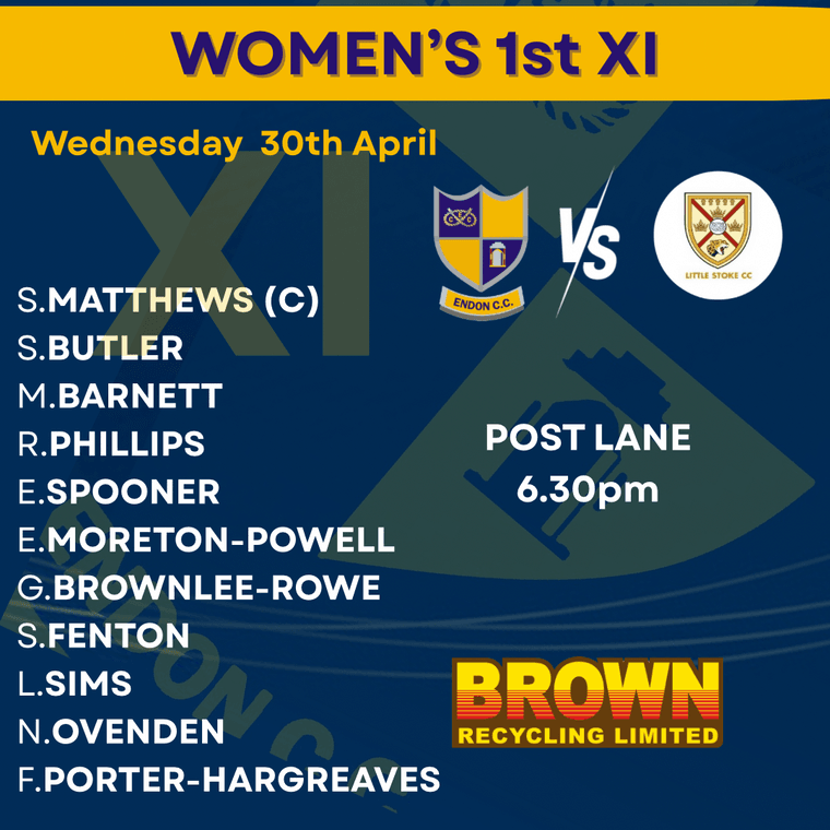 Womens First XI Teamsheet #Pitchero
pitchero.com/clubs/endoncri…