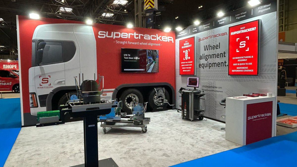 supertracker's tweet photo. Day 1 is here!
We’re live at the @TheCVShow  and the Supertracker stand is ready to roll!
Come and see the latest in wheel alignment technology, meet our expert team, and get hands-on with live demos throughout the day at our unique Stand Hall 5 Stand B38! https://t.co/KBNOEJaNJf