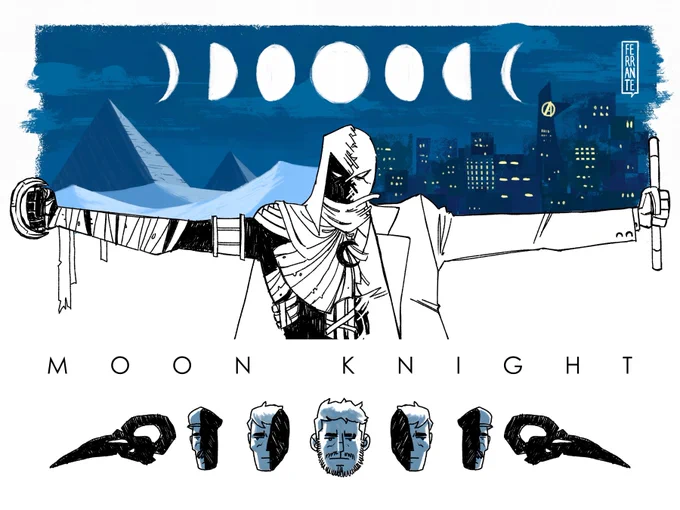 @Isaiah09274310 I fucking love moon knight and it's surprising I haven't drawn him MORE, but I do have these two oldies 