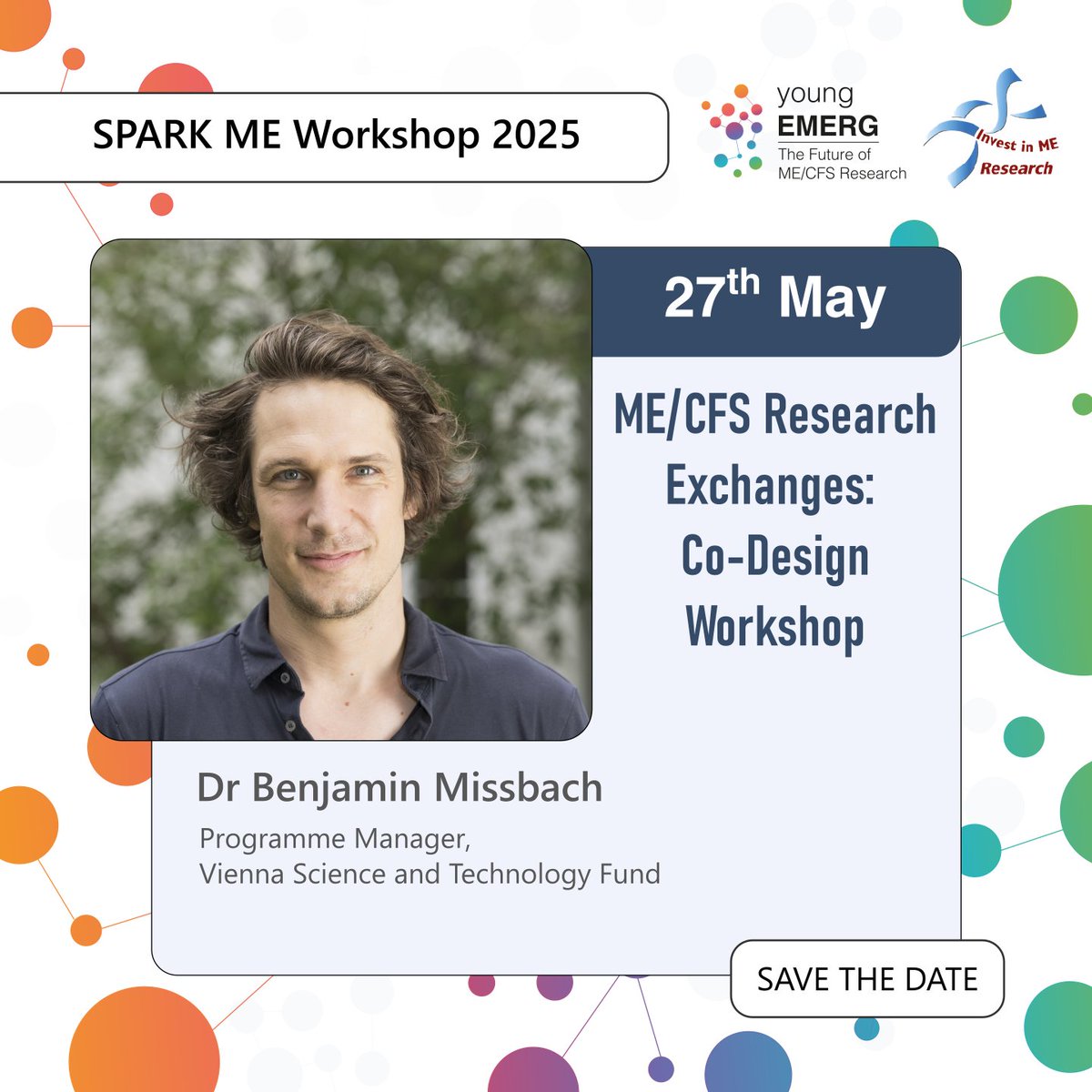🗺️ Lastly, Benjamin Missbach will present: "ME/CFS Research Exchanges: Co-Design Workshop" and talk about laboratory rotations for #MECFS researchers.