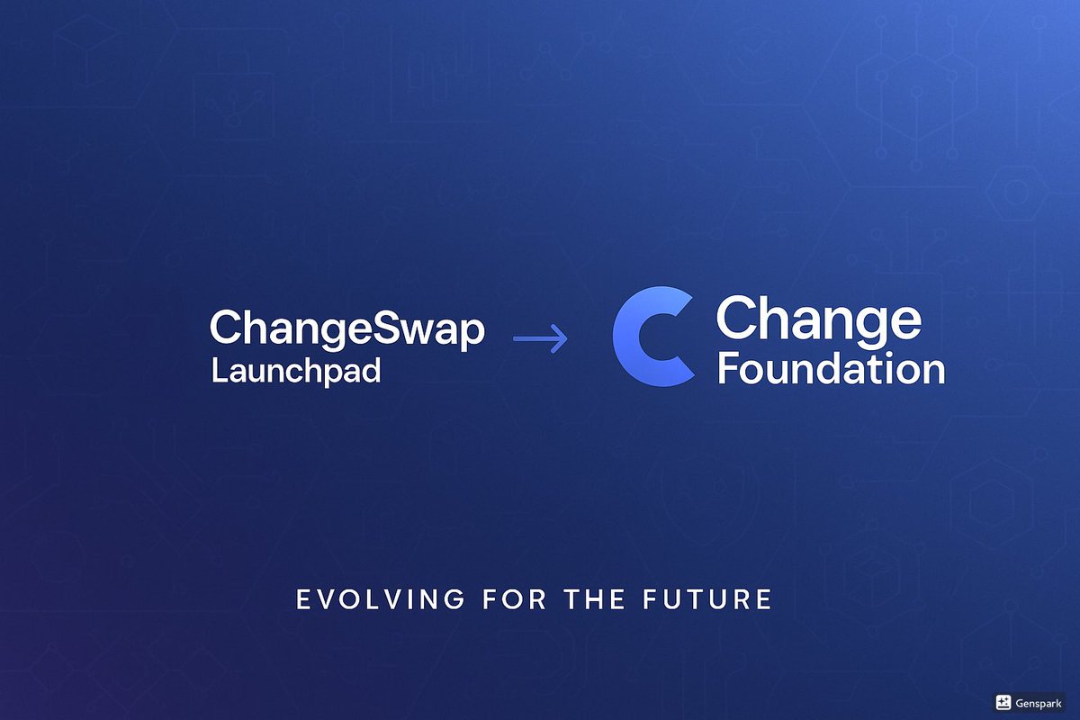 changesw_global's tweet image. Big things are shifting.
The ChangeSwap Launchpad is evolving —
Say hello to the Change Foundation.
A new phase begins.
More surprises to follow.