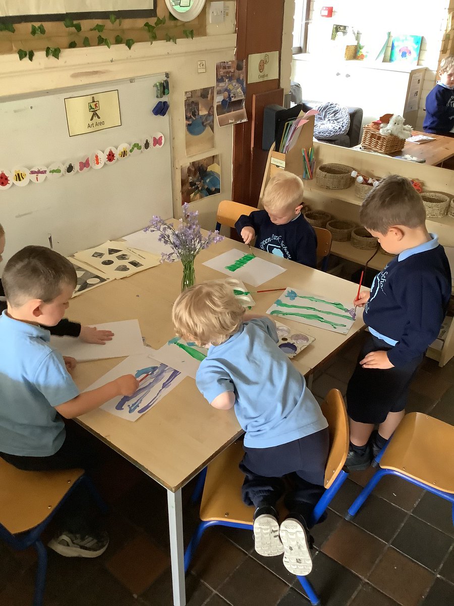 Using our fine motor skills to paint some bluebells #gpsearlyyears