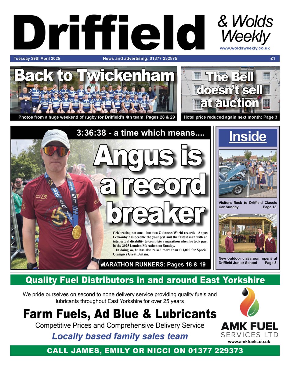 John Edwards ๐ด๓ ง๓ ข๓ ท๓ ฌ๓ ณ๓ ฟ (@johnedwardsbrid) on Twitter photo This week's #Driffield & <a href="/WoldsWeekly/">Driff Wolds Weekly</a> is in the shops now.
๐ฝ Stories of our brilliant local marathon runners
๐ Bell Hotel fails to sell at auction
๐ Petition over school uniform
๐ Photos from classic car show
๐ Rugby 4th team's big weekend at Twickenham This week's #Driffield & <a href="/WoldsWeekly/">Driff Wolds Weekly</a> is in the shops now.
๐ฝ Stories of our brilliant local marathon runners
๐ Bell Hotel fails to sell at auction
๐ Petition over school uniform
๐ Photos from classic car show
๐ Rugby 4th team's big weekend at Twickenham