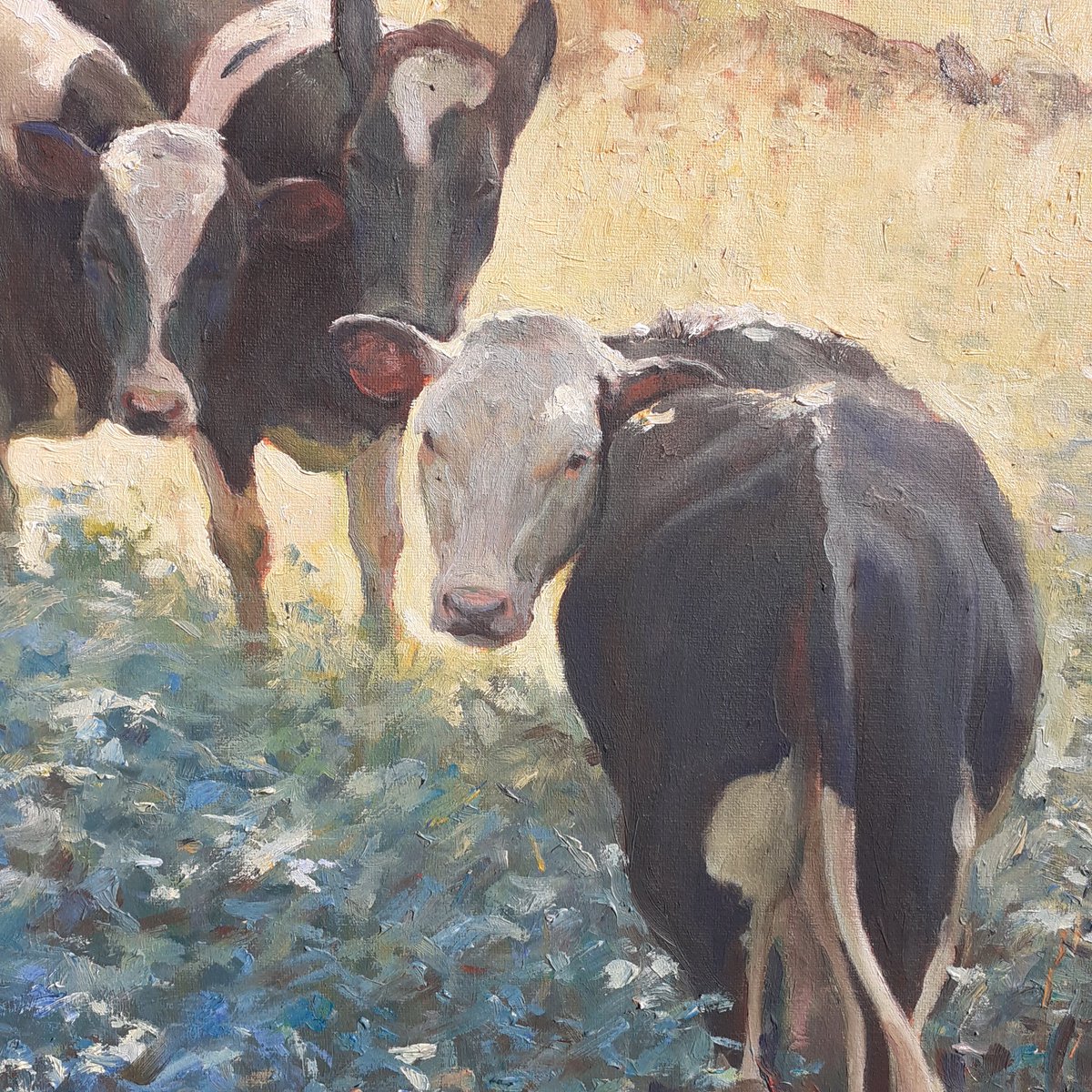 'Taking the Shade'
(detail)
Oil on fine grade cotton canvas 
14"× 18"
Available..DM for details