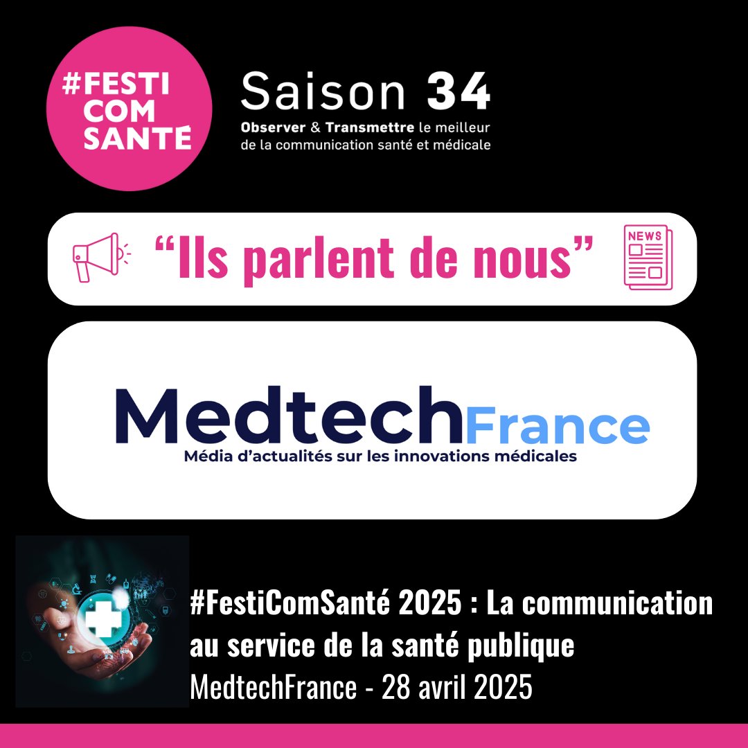 Festival de la Communication Santé (@festicomsante) on Twitter photo 📢 "Ils parlent de nous" dans <a href="/MedtechFrance/">Medtech France</a>
"#FestiComSanté 2025 : La communication au service de la santé publique"
🔎Piloté par <a href="/NoelDominique/">Dominique NOEL</a> et <a href="/EricPhelippeau/">Eric Phélippeau</a>, le Festival s’inscrit comme un espace de réflexion et d’action où les pratiques évoluent au rythme des attentes 📢 "Ils parlent de nous" dans <a href="/MedtechFrance/">Medtech France</a>
"#FestiComSanté 2025 : La communication au service de la santé publique"
🔎Piloté par <a href="/NoelDominique/">Dominique NOEL</a> et <a href="/EricPhelippeau/">Eric Phélippeau</a>, le Festival s’inscrit comme un espace de réflexion et d’action où les pratiques évoluent au rythme des attentes